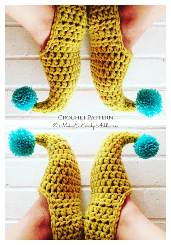 Christmas Buddy Elf Slippers Crochet Pattern 