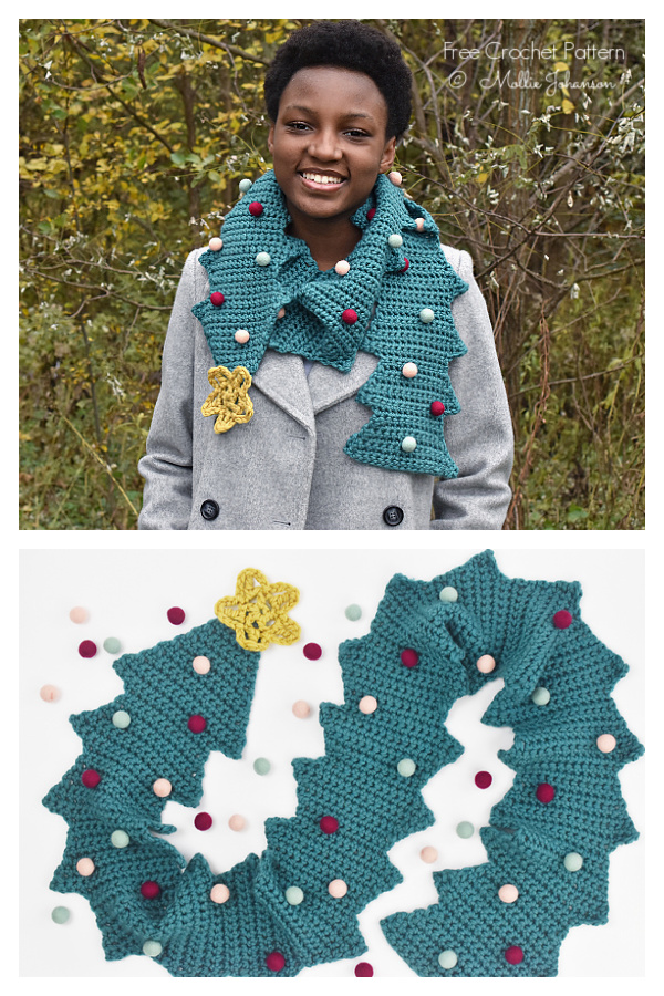 Kitschy Christmas Tree Scarf Free Crochet Patterns