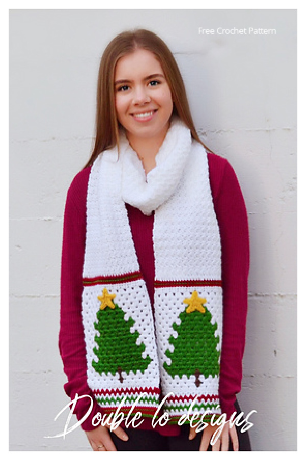 Retro Christmas Tree Scarf Free Crochet Pattern