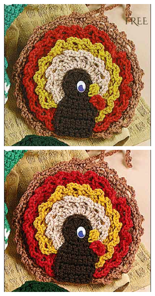 Turkey Towel Topper/Potholder Free Crochet Pattern