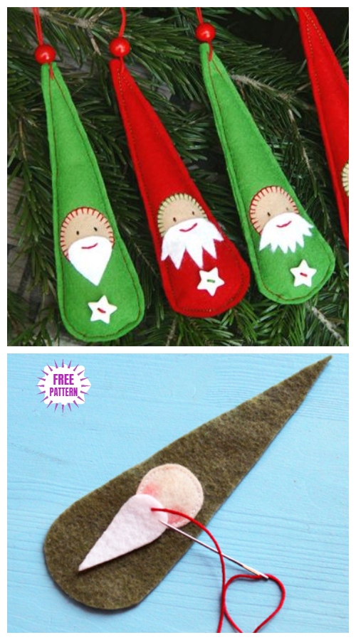 Christmas Craft: DIY Last Minute Santa Ornaments Free Sew Patterns & Tutorials