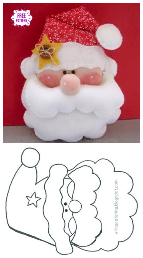 Christmas Craft: DIY Felt Santa Clause Ornament Free Sew Patterns & Tutorials