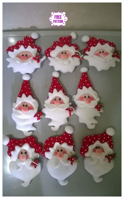 Christmas Craft: DIY Felt Santa Clause Ornament Free Sew Patterns & Tutorials