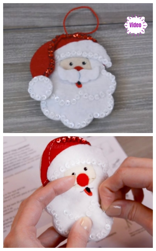 Christmas Craft: DIY Felt Santa Christmas Ornament Video Tutorial