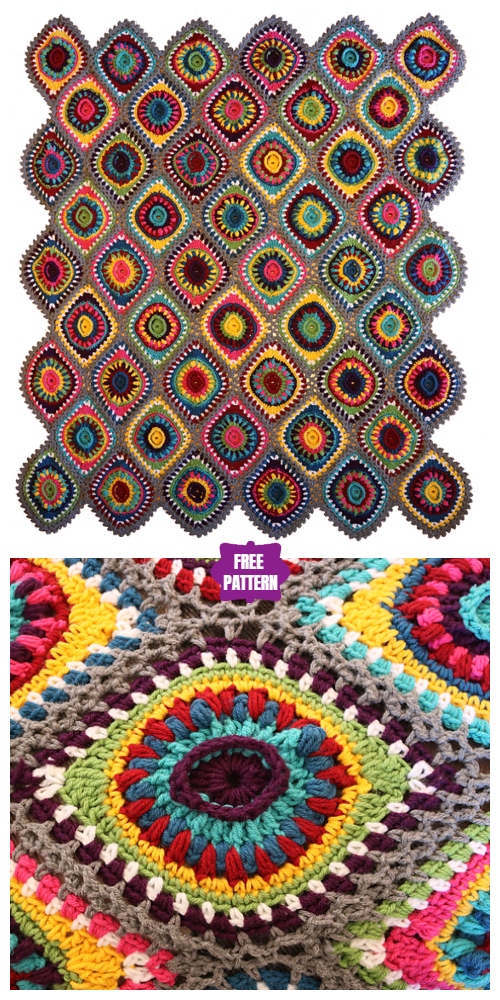 Crochet Christmas Boho Ornament Afghan Free Crochet Pattern - Video