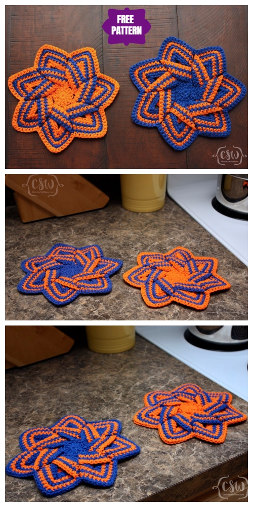 Crochet Swirl Flower Potholder Free Crochet Patterns - Video