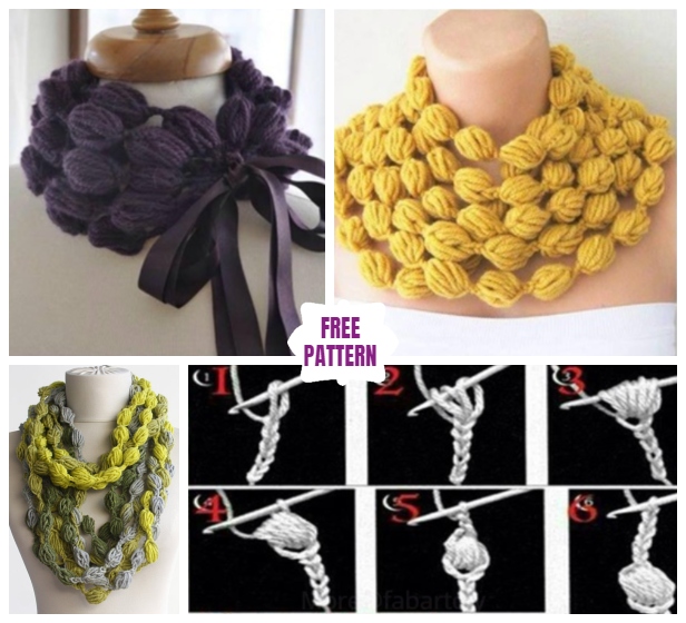 DIY Crochet Bubble Puff Stitch Scarf Necklace – Video