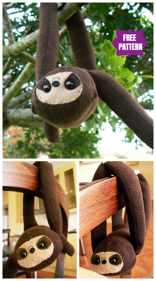 DIY Sock Sloth Free Sew Pattern & Tutorial