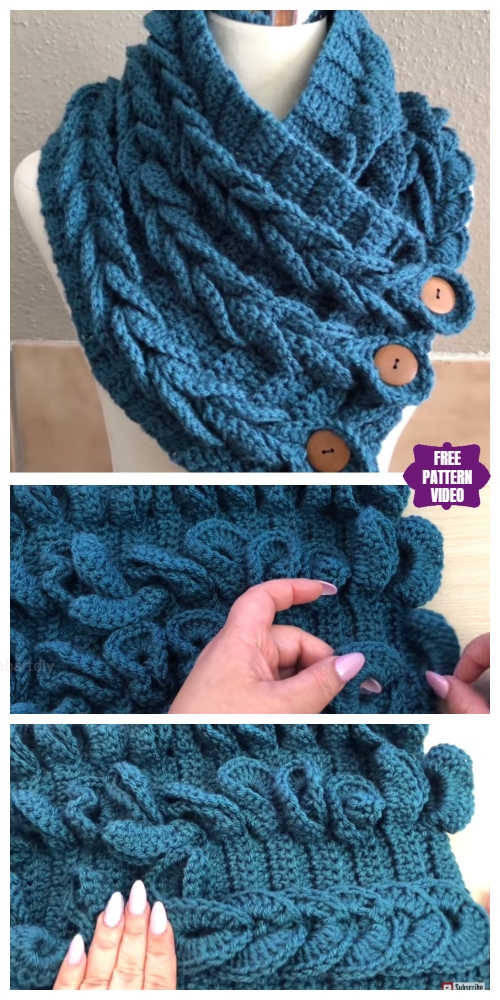 Easy Crochet Braid Scarf Cowl Free Crochet Pattern - Video