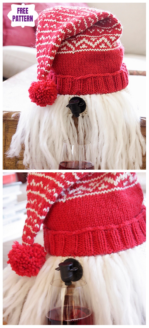 Knit Merrier Christmas Christmas Lace Wine Cozy Free Knitting Pattern