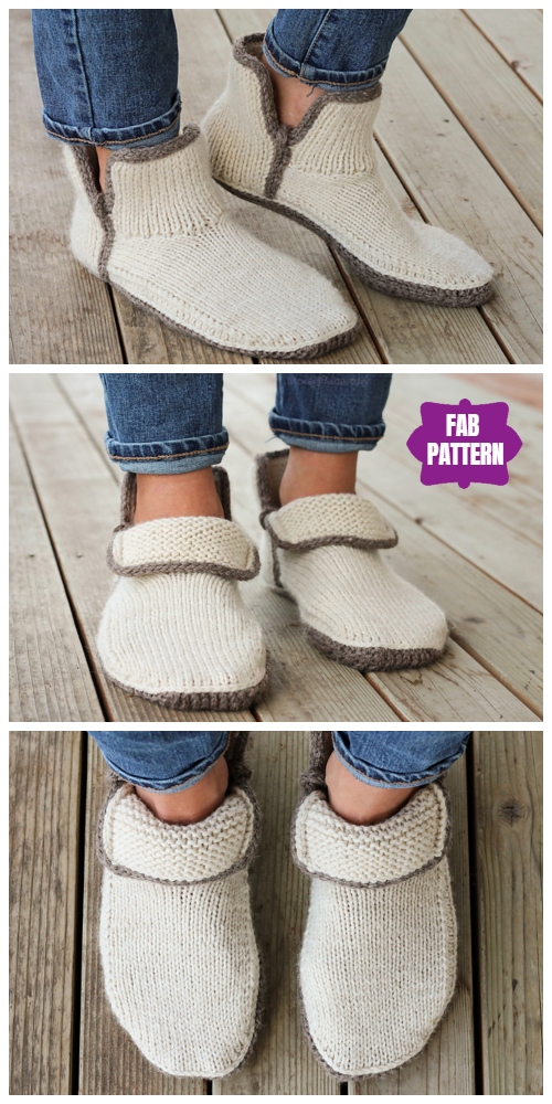 Knit Adult Modern Mocs Slippers Knitting Patterns