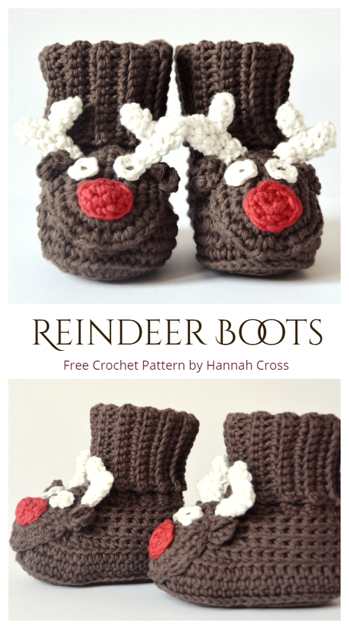 Crochet Christmas Reindeer Boots Free Crochet Pattern