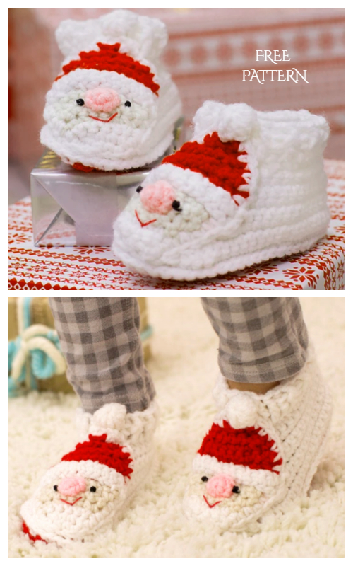 Crochet Santa Baby Booties Free Crochet Patterns 