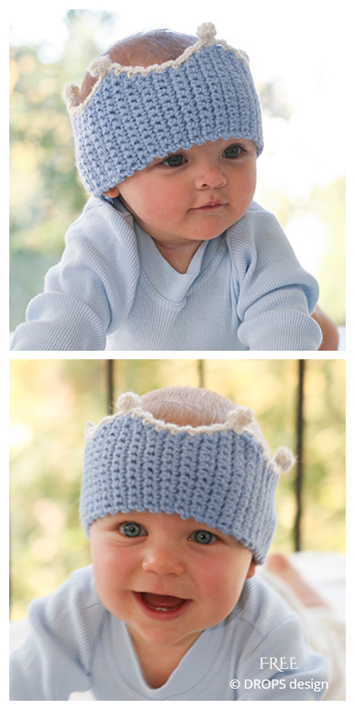 Prince Charming Baby Crown Ear Warmer Free Crochet Pattern