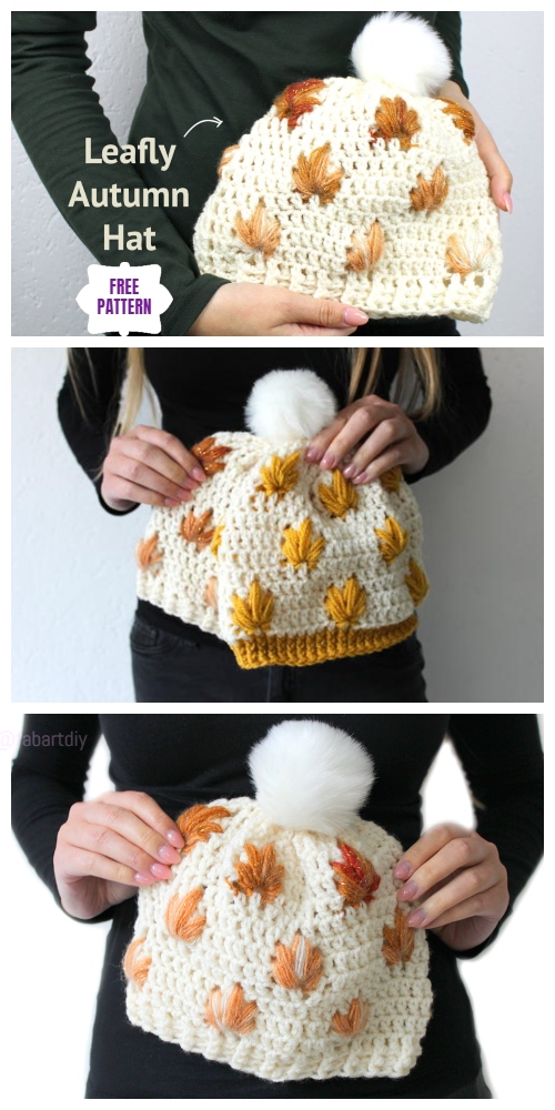 Crochet Leaf Stitch Beanie Hat Free Crochet Patterns - Video
