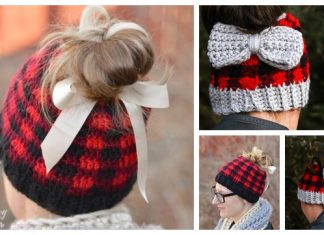 Crochet Plaid Messy Bun Hat Free Crochet Patterns Crochet Plaid Messy Bun Hat Free Crochet Patterns