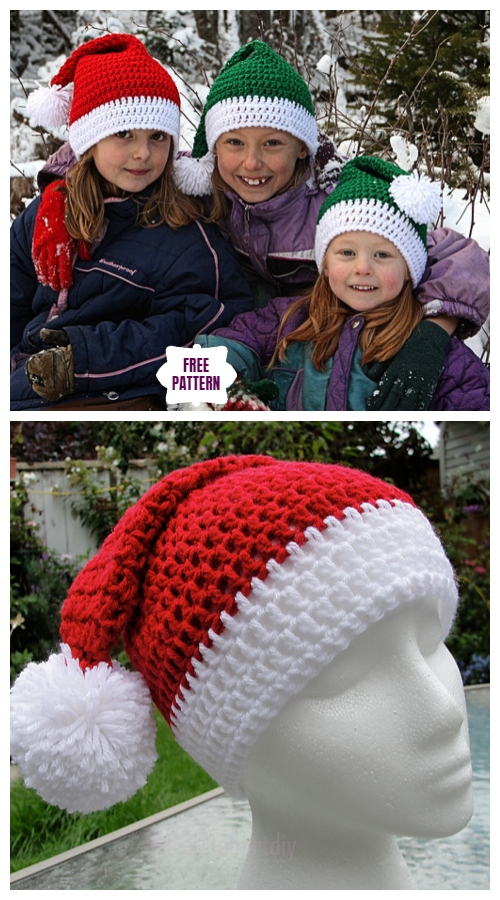 Crochet Santa Clause Pom Pom Hat Free Crochet Patterns