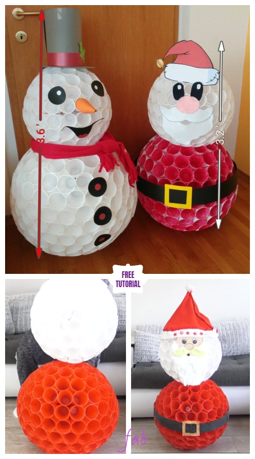 fabartdiy DIY Christmas Plastic Cup Santa Light Tutorial
