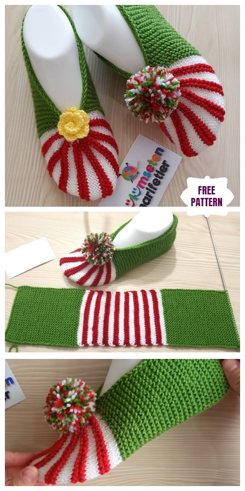 Easy Knit Christmas Slippers Free Knitting Pattern