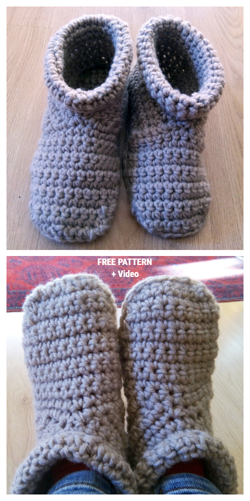 Easy crochet hot sale slipper boots