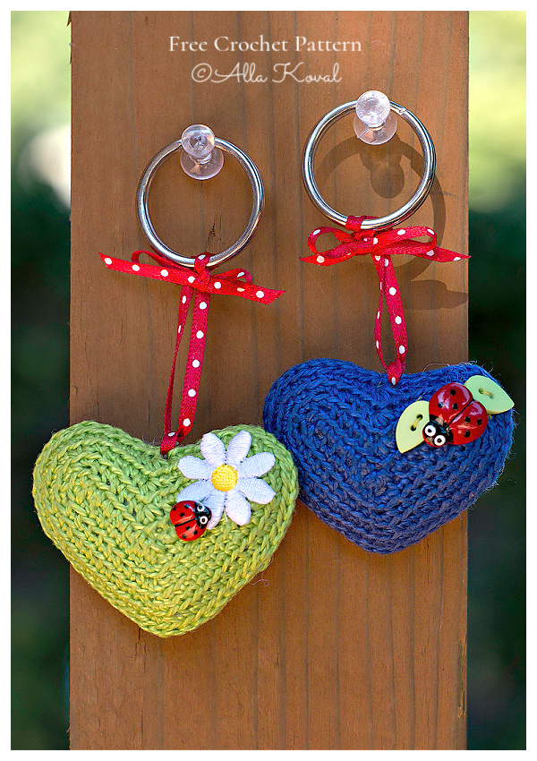 Crochet 3D Heart Keychain Amigurumi Free Patterns