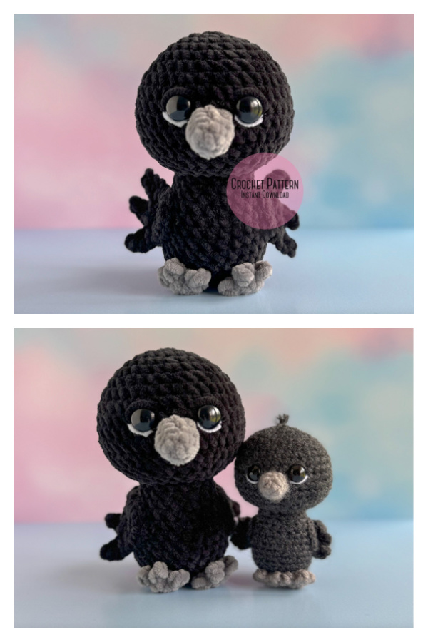 Plush Carolina the Crow Crochet Amigurumi Pattern