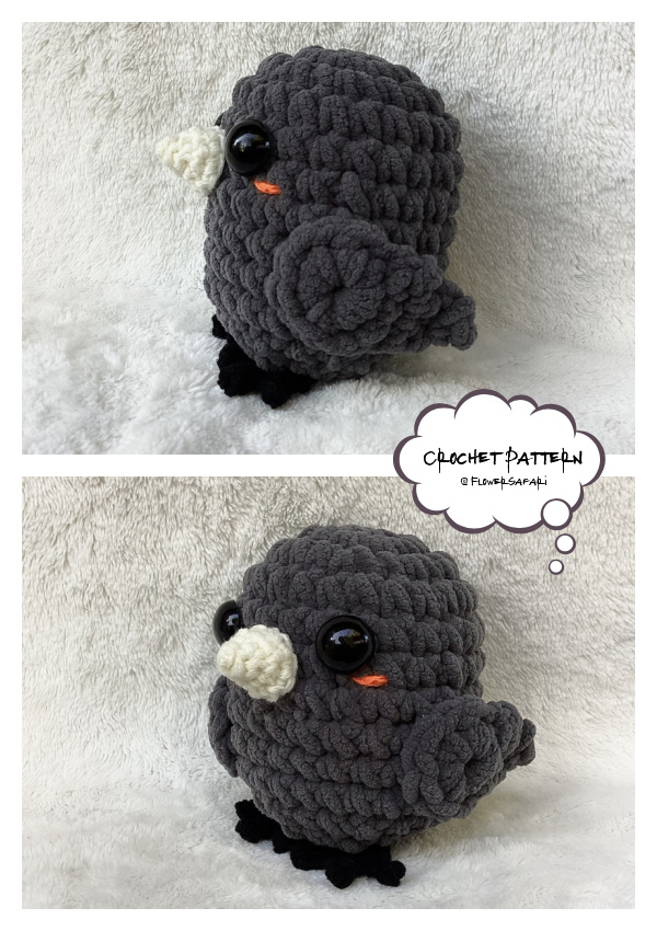 Low Sew Mini Crow Crochet Amigurumi Pattern