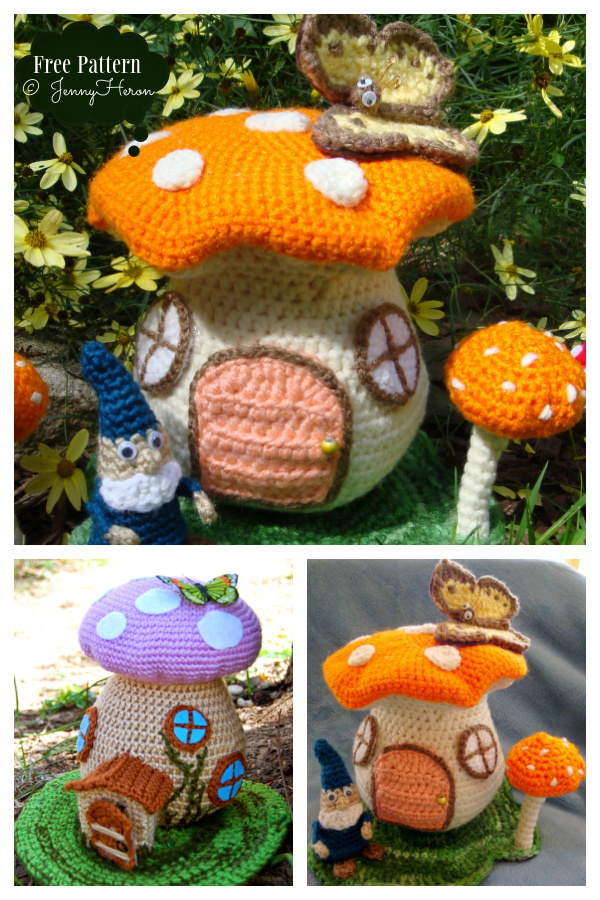 Toadstool Spring Fairy House Free Crochet Patterns