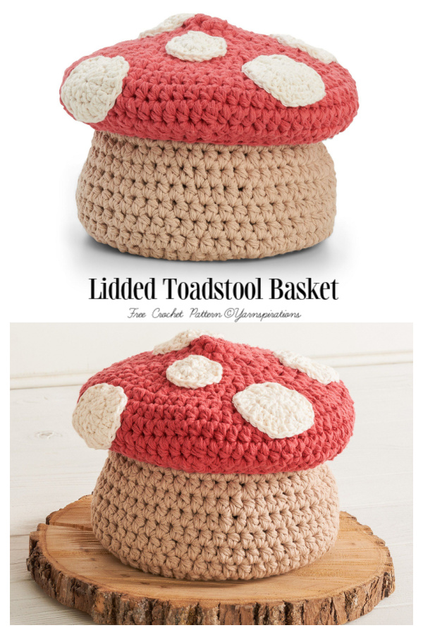 Lidded Toadstool Basket Fairy House Free Crochet Patterns