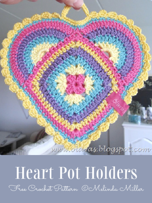 Valentine’s Granny Heart Potholder Free Crochet Pattern