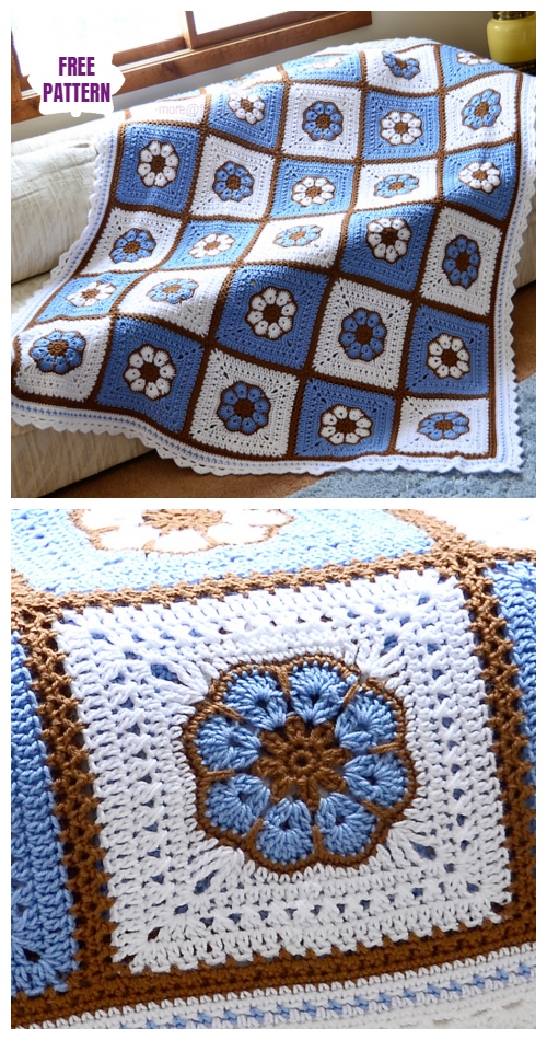 8-Petal African Flower Afghan Free Crochet Pattern - Video