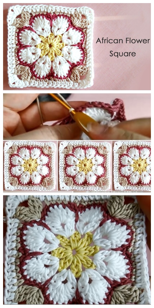 8-Petal African Flower Granny Square Free Crochet Pattern - Video