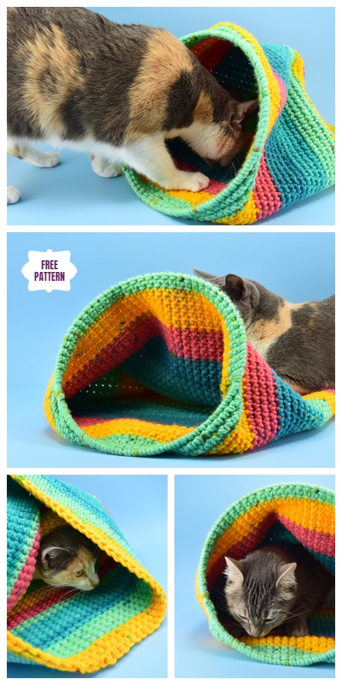 Crochet Cat Sack Hideaway Free Crochet Pattern