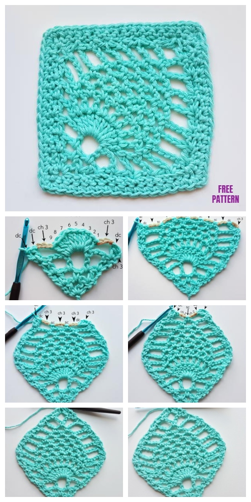 Crochet Pineapple Stitch Granny Square Free Crochet Pattern - Video