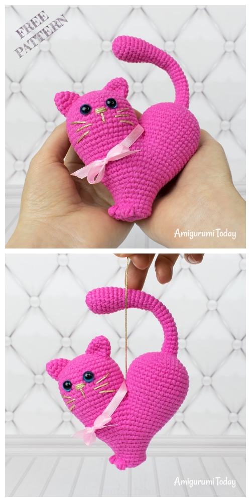 Valentine Heart Cat Amigurumi Free Crochet Pattern 