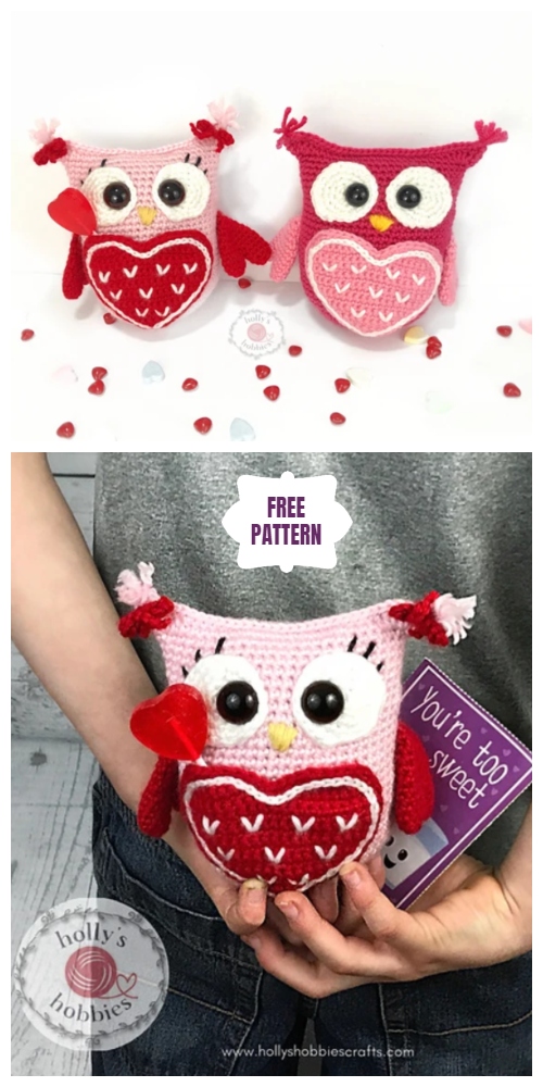 Valentine Owl Caddy Amigurumi Free Crochet Pattern