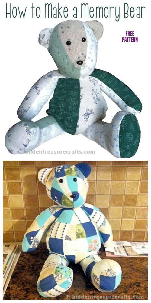 DIY Easy Recycled Clothes Memory Bear Free Sew Patterns 