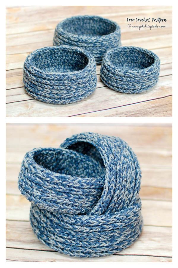 Chunky Nesting Baskets Free Crochet Patterns