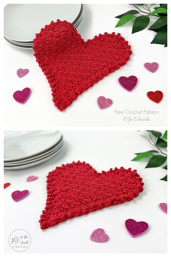 Valentine Heart Dishcloth Free Crochet Patterns