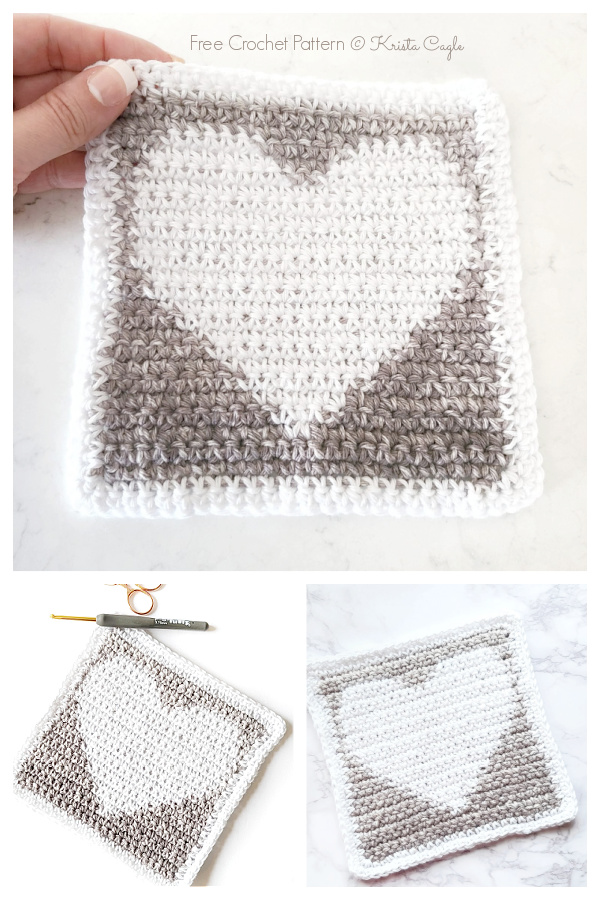 Valentine Heart Dishcloth Free Crochet Pattern