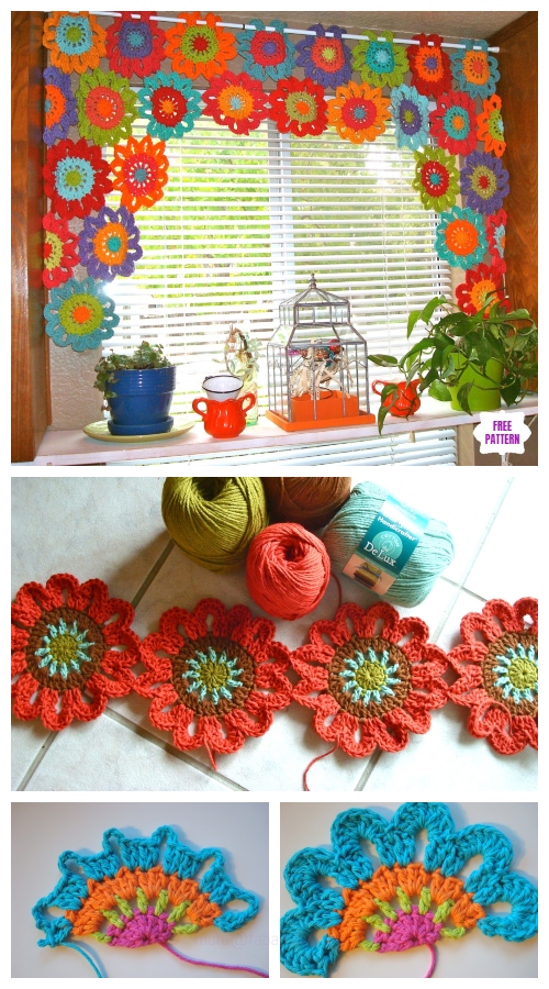 Crochet Flower Valance Curtain Free Crochet Pattern - Video