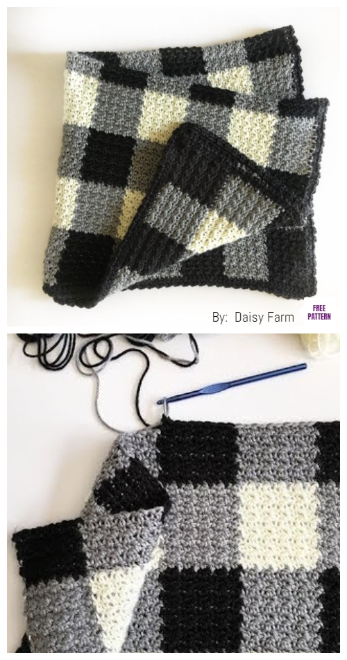 Crochet Griddle Stitch Gingham Blanket Free Crochet Pattern - Video