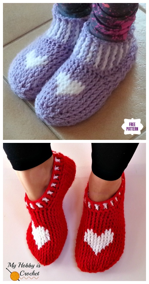 Crochet Heart & Sole Slippers Free Crochet Patterns