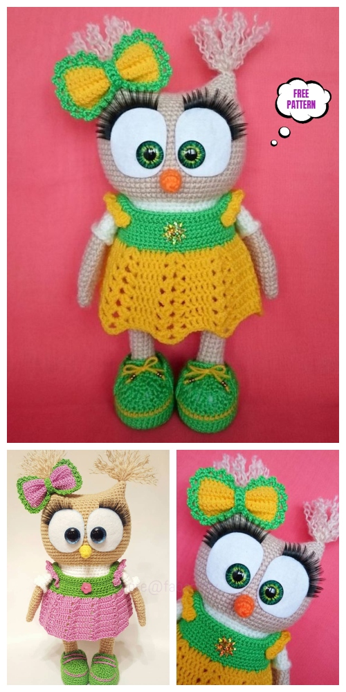 Crochet Owl in Dress Amigurumi Free Pattern