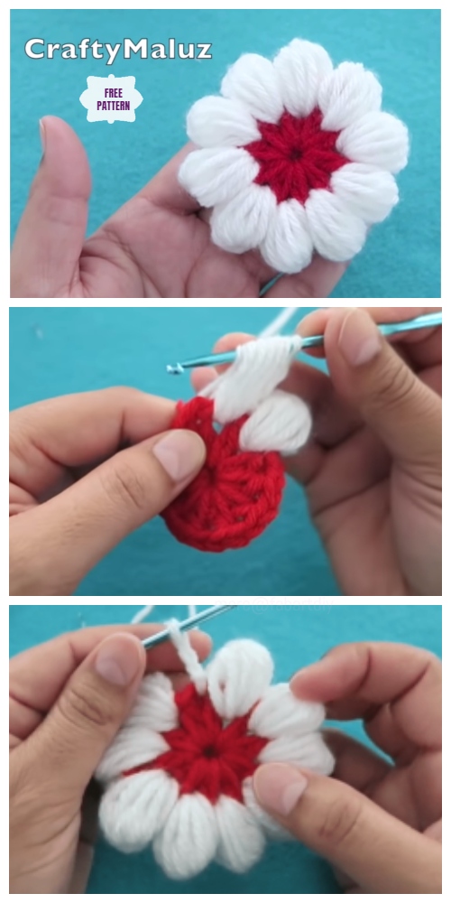 Crochet Puff Stitch Flower Free Crochet Pattern - Video