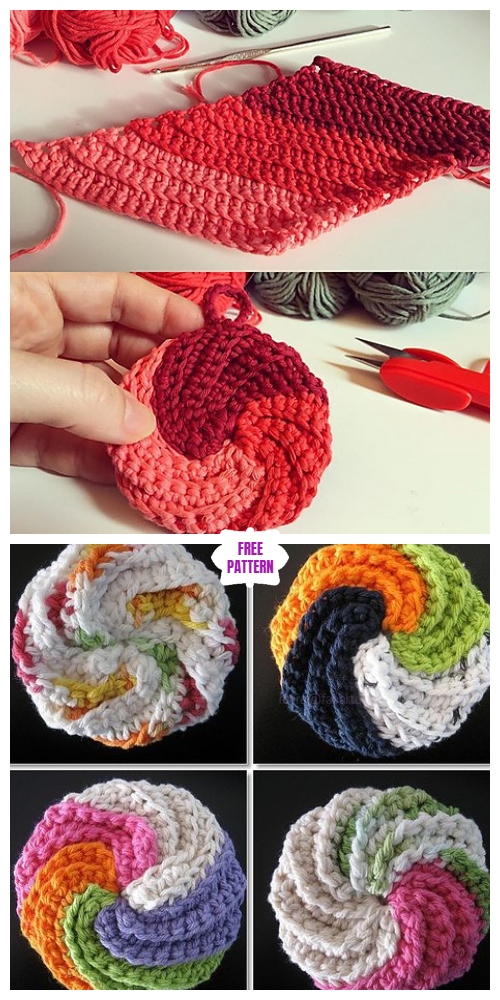 Crochet Spiral Scrubbies Free Crochet Pattern - Video