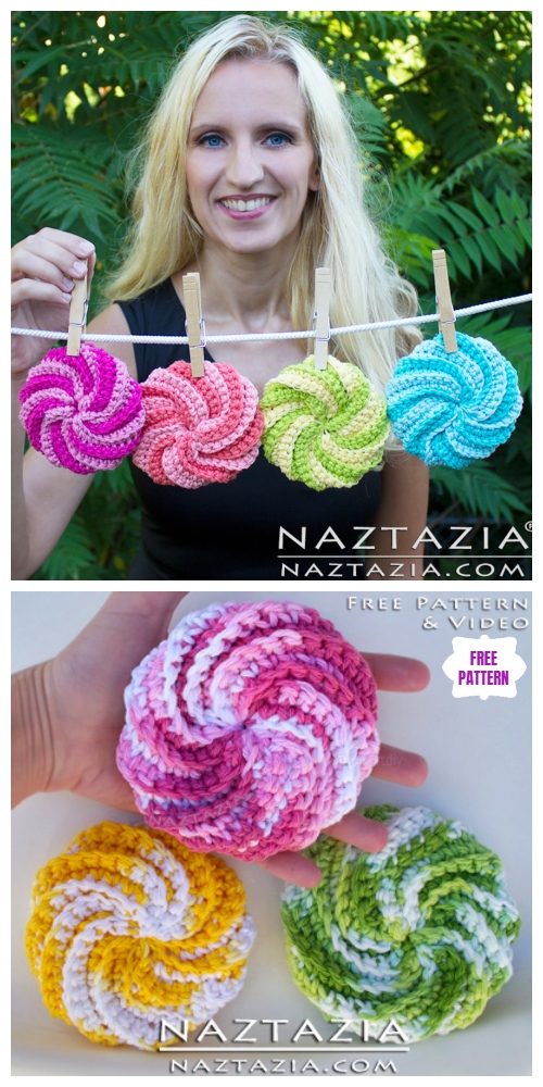 Crochet Spiral Scrubbies Free Crochet Pattern - Video