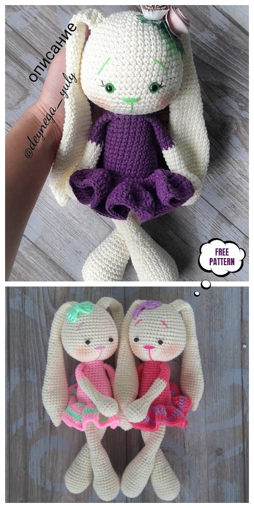 Crochet Sweet Bunny in Dress Amigurumi Free Patterns