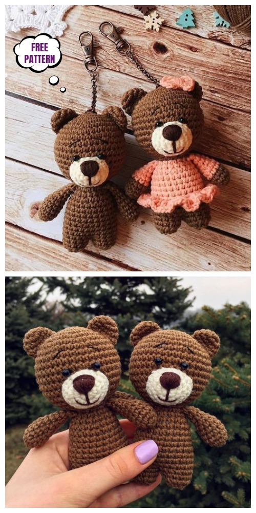 Crochet Teddy Bear Keychain Amigurumi Free Patterns