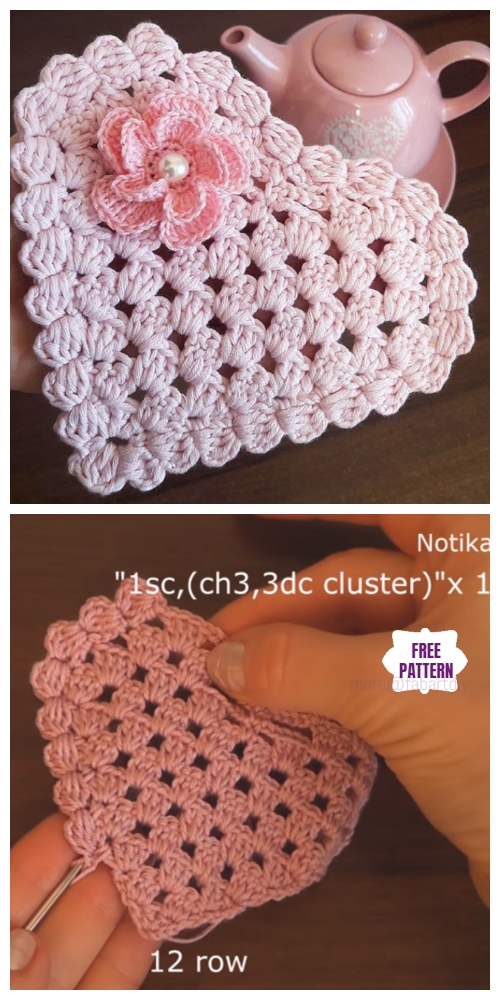 Easy Granny Stitch Heart Doily Free Crochet Pattern - Video